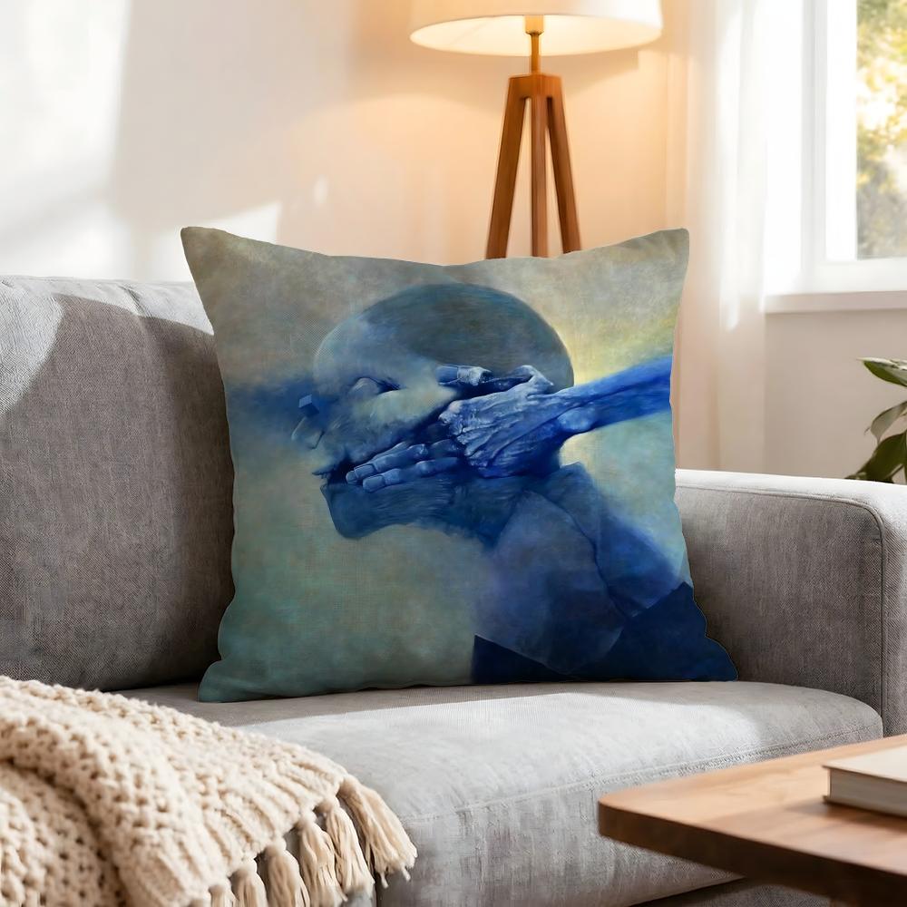 Artist Zdzislaw Beksinski Cushion Cover 1Pcs Decorative Covers Soft Cushion Case For Sofa Couch Decor 40X40 45X45 Pillowcases