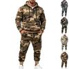 Herren 2-teiliges Outfit Camouflage-Print Halbreißverschluss Hoodie Cargo Jogginghose Langarm Lässiges passendes Trainingsanzug-Set