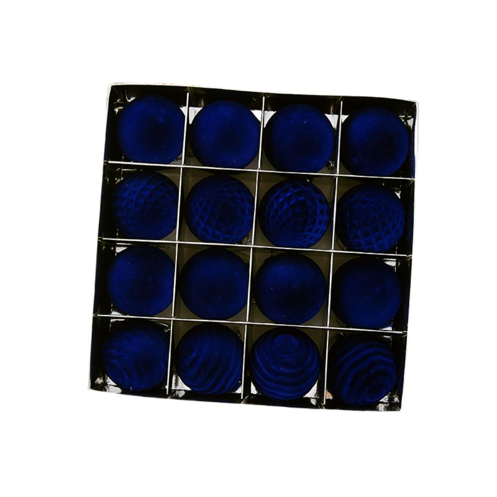 16pcs Shatterproof Christmas Hanging Balls Flocking Xmas Tree Ornaments New Year Gift