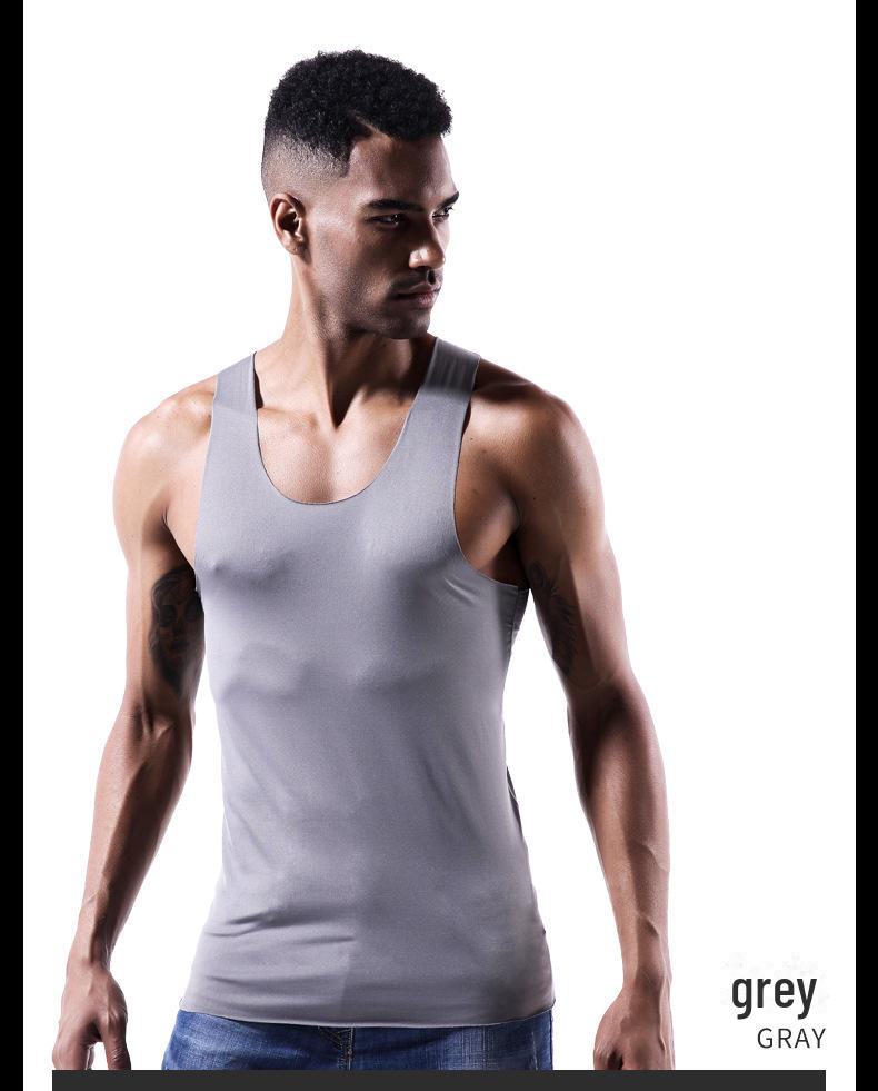 Men's Ice Silk Breathable Round Neck Slim Fit Sports Vest Underwear