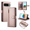 DF-011 For Google Pixel 9/Pixel 9 Pro Case Multiple Card Slots Zipper PU Leather Phone Cover
