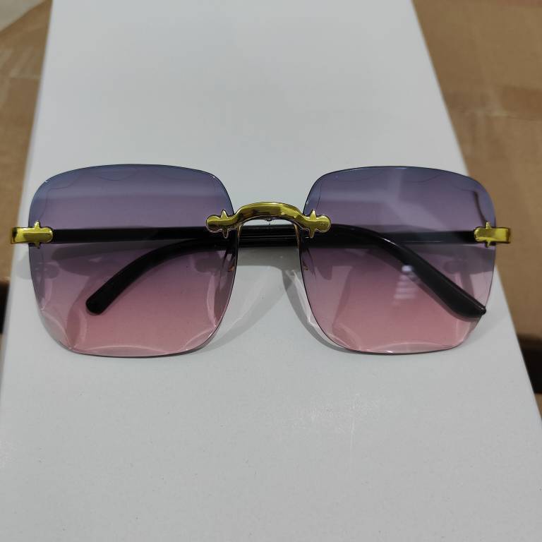 Frameless Trimmed Square Sunglasses Women'S Round Face Plain Sunglasses Gradual Change Glasses