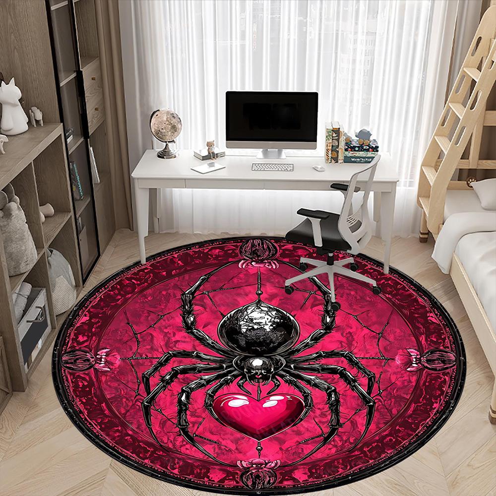 1PC Spider Web Office Round Area Rug, Mat Suitable For Office, Under Office Chairs Bedroom Living Room Home Decor, Room Deco