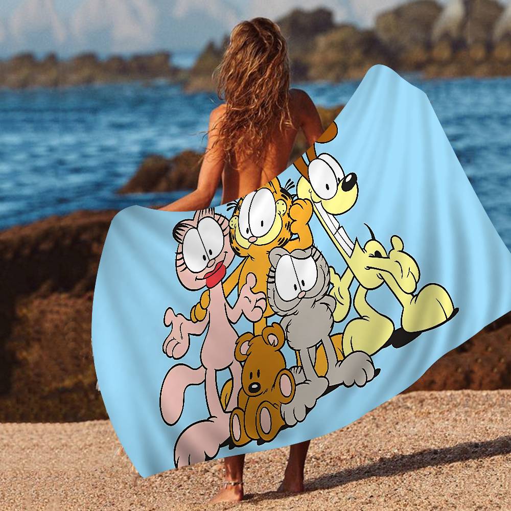 Cute Anime G-Garfields Cat Beach Towel Colorful Bath Towels For Girl Microfiber Quick Dry Custom Sand Free Beach Yoga Spa Gym