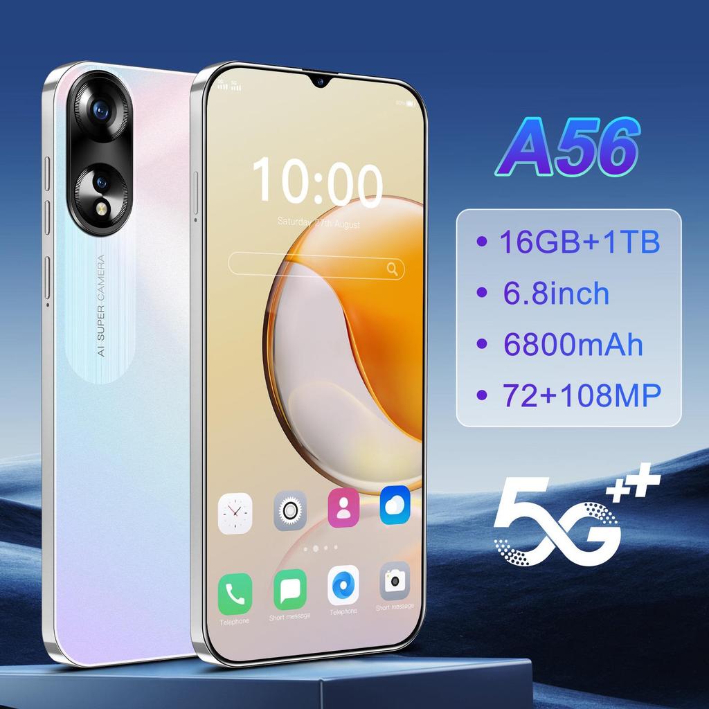 A56 Smart 5G Phone: 7.3-inch In-cell Display, Center Punch-hole, 16GB RAM + 1TB Storage, Full Screen.