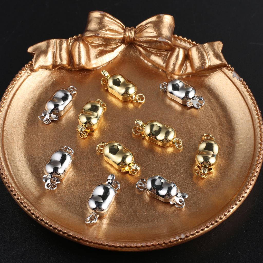 3 szt. Zapięcia w kształcie groszku na naszyjnik bransoletka mosiężna klamra haki złącze dla majsterkowiczów akcesoria do wyrobu biżuterii