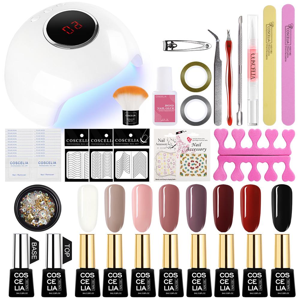 Buy COSCELIA 8Pcs Nail Gel Polish With Nail Dryer Lamp Nail Shaper Kits