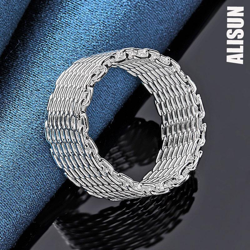 925 Sterling Silver Interwoven Mesh Ring Fashion Wedding Jewelry