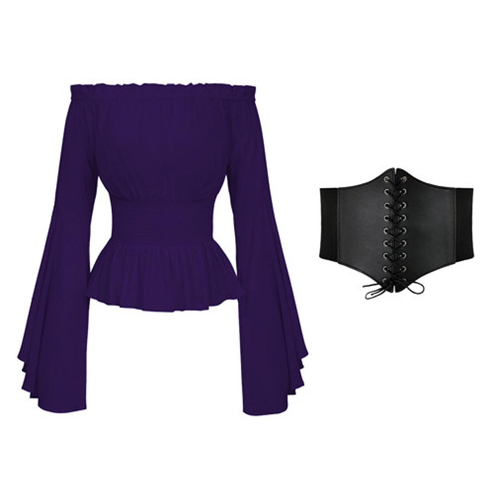 

Женский модный однотонный сексуальный свитер с открытыми плечами и длинными рукавами, нестандартный топ M фиолетовый