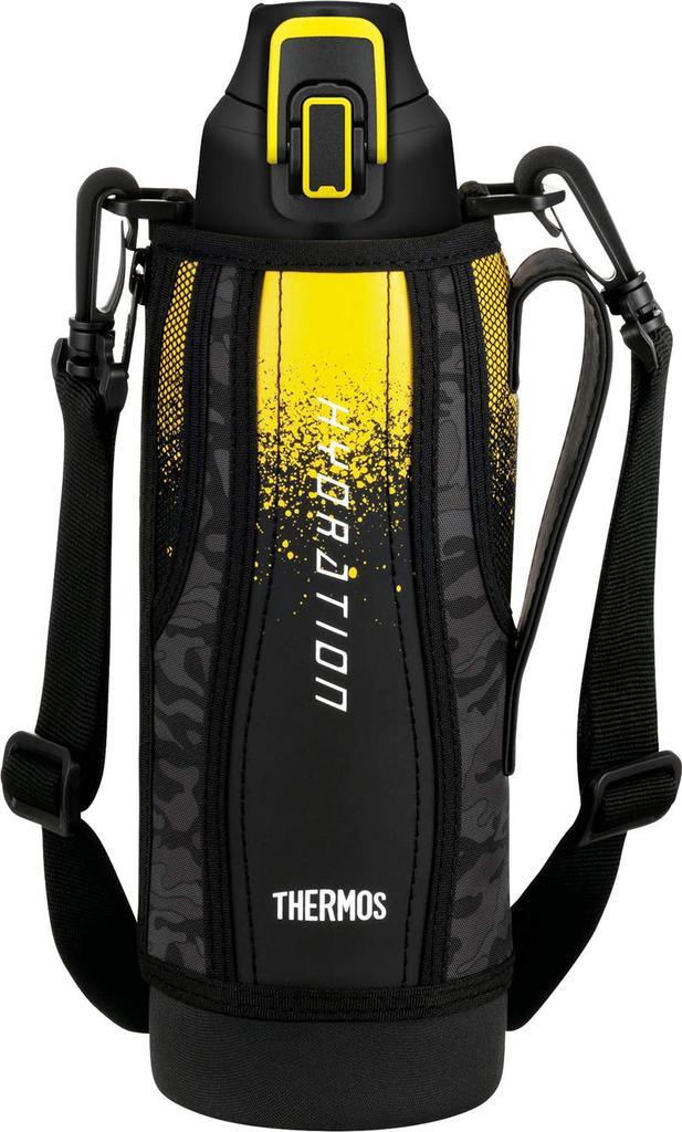 Thermos Water Bottle Vacuum Insulated Sports Bottle Black Camouflage 1.0L FHT-1000F BK-C