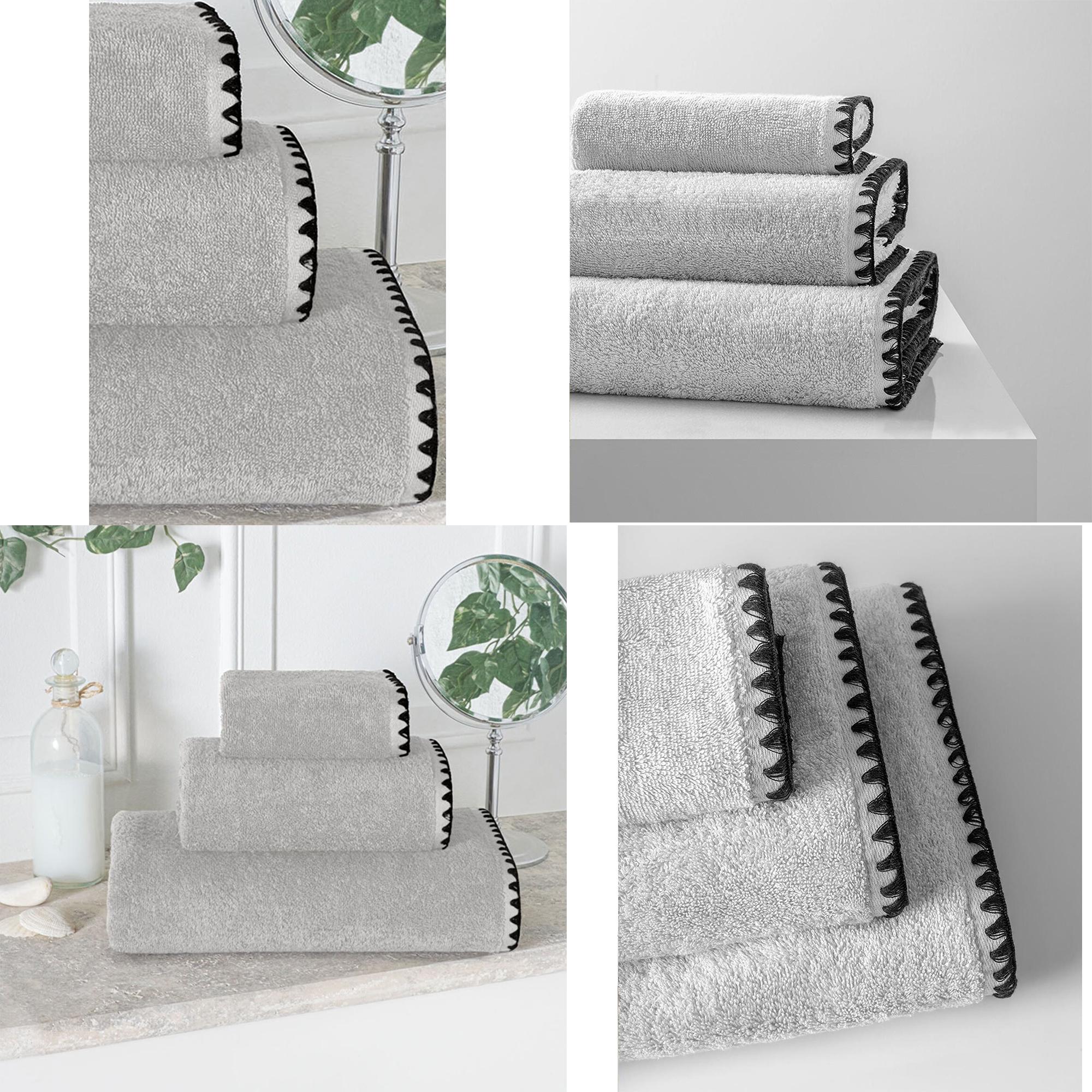 

Набор из 3 полотенец для рук и лица, очень мягкий, 100% хлопок, серый, 30x30 см / 50x90 см / 70x140 см синий