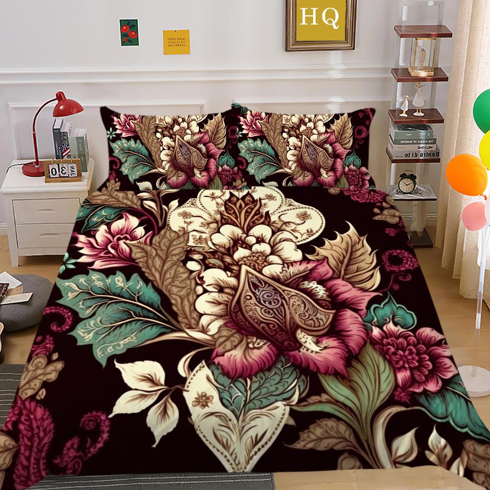 Set Copripiumino 3D Stampa Floreale Donna Tessili per la Casa Poliestere Dimensioni Queen Set Copripiumino per Letto