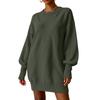 Women's Loose Fit Knit Midi Sweater Dress with Sleeves and Turn-Down Collar