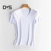 Men Summer T-shirt V Neck Thin Ice Silk Solid Color Thin Stretchy Pullover Mid Length Sweat Absorption Quick-drying Sport Fitness Top