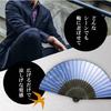 Stylish Business Fan with Fan Bag and Handkerchief Mai Tonbo [Osaka Choseido] Men's Set, (Black)