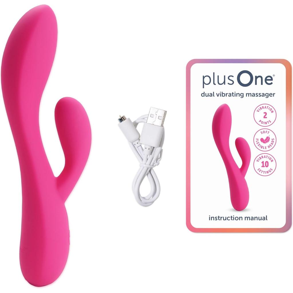 Dual Rabbit Vibrator Personal Massager, 10 Vibration Settings, Body-Safe Silicone, Waterproof, USB Rechargeable, for Women and Men