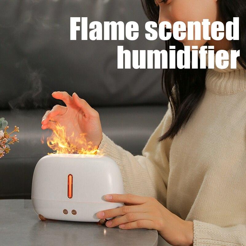 Portable Mini USB Air Humidifier Electric Flame Aroma Diffuser Automatic Mist Oil Home Car RV Electric Flame Aromatherapy
