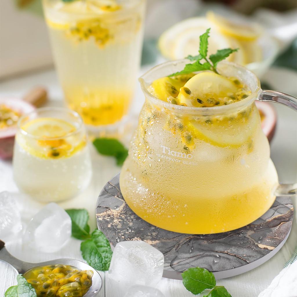 HAOCOO Stylish Ceramic Coasters with Marble Pattern and Cork Backing, Set of 4, Round, for Mugs and Tea, Insulating, Better Than Diatomaceous Earth,