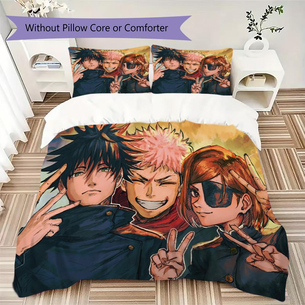 Set Copripiumino con Fantasia Jujutsu Kaisen Copripiumino Federa Decorazione per la Casa Regalo di Compleanno (1 * copripiumino + 2 * federe senza imbottitura)