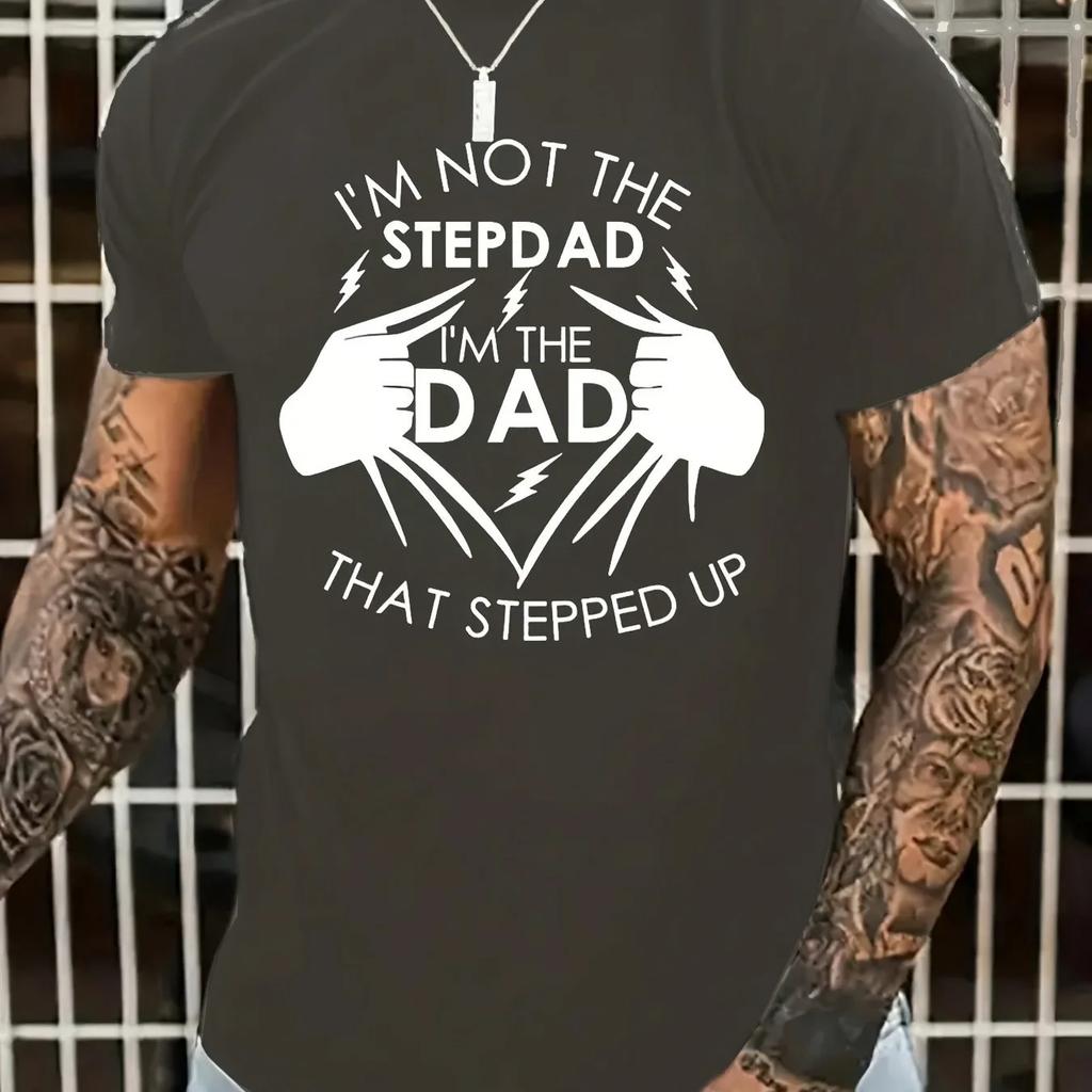 Summer Casual Loose Size 100% Cotton Dad Stepped 'Stepdad Print Round Neck Short Sleeve T-shirt Top