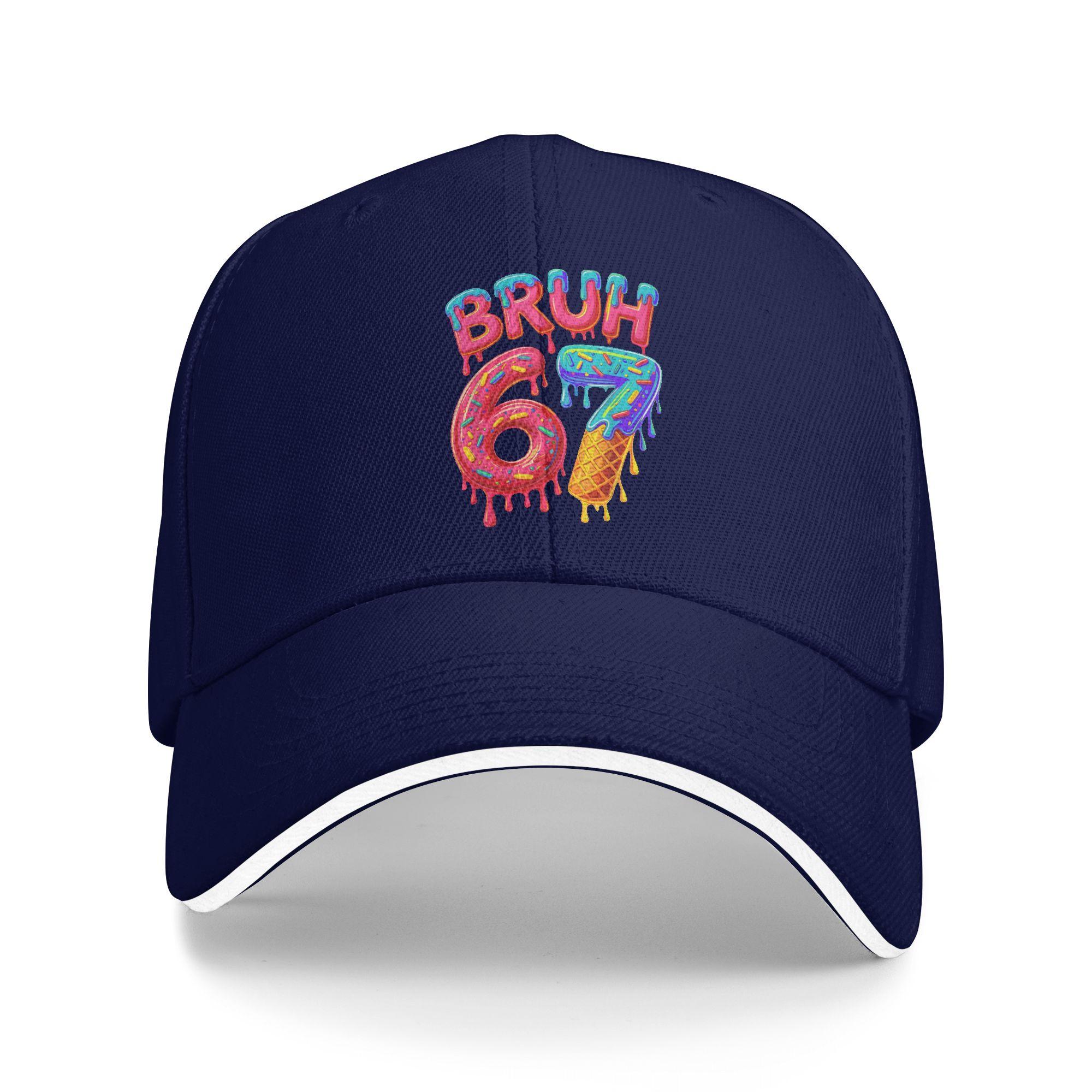 Summer Casual Baseball Cap Bruh 67 Baseball Drip Number 67 Player 67th Birthday Outdoor Gym Trucker Hat Men Vintage Snapback Cap As Picture