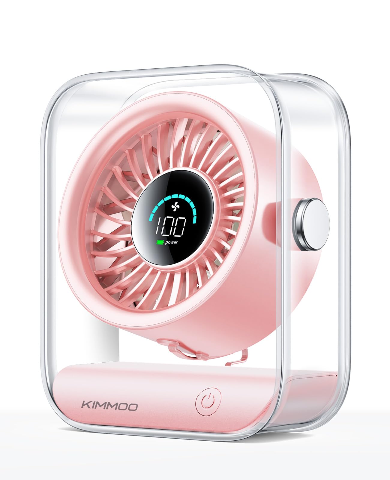 

Desk Fan, Quiet Table Fan with Turbo Airflow,100 Speeds,Digital Display,90° Rotating,Desktop Fans for Bedroom Home Office Travel рожевий