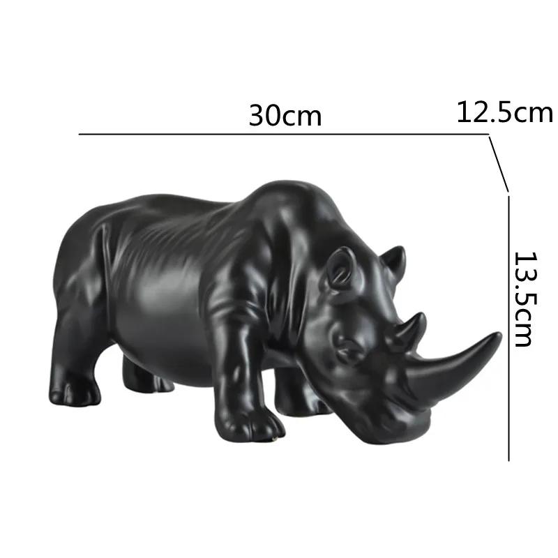 Ceramic Crafts Simulation Animal Sculpture Rhino White Rhino Ceramic Ornaments Animal Figures Home Decoration Accessories