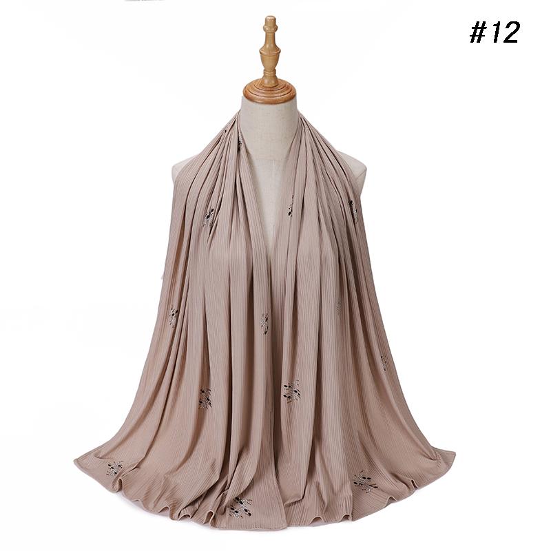 Ribbed Jersey Hijab Soft Breathable Stretch Scarf Shiny Sequins Muslim Shawls Wraps Islamic Headscarf Foulard