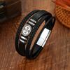 Multi Layer Braided Leather Bracelet For Men With Magnetic Cross Geometric Design And Magnetic Clasp Bangle