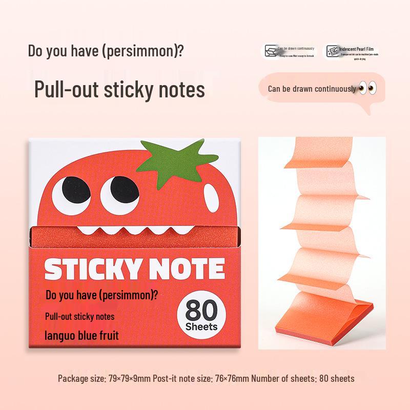 Blue Fruit Pearlescent Tearable Sticky Notes – Cute Transparent Memo Stickers for Students
