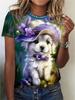 Summer Cute Cat Graphic Flower 3D Print T-Shirts Women Casual O-Neck Short Sleeve T Shirt Harajuku Y2k Tees Tops Female Clothing