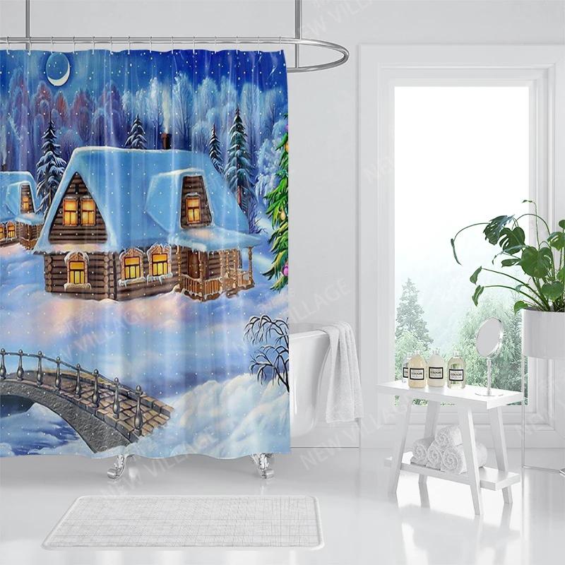 Home Duschvorhänge für Badezimmer, Weihnachtstiere, wasserdichter Stoff, Badezimmervorhänge, moderner Duschvorhang, 180 x 200 240 x 200
