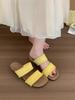 Roman woven slippers 2025 summer gentle fairy bohemian vacation beach slope heel cool slippers