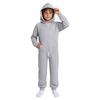 Boys Girls Adaptive Hooded One Piece Jumpsuit Long Sleeve Back Crotch Zip Bodysuit with Pocket for Outdoor Play