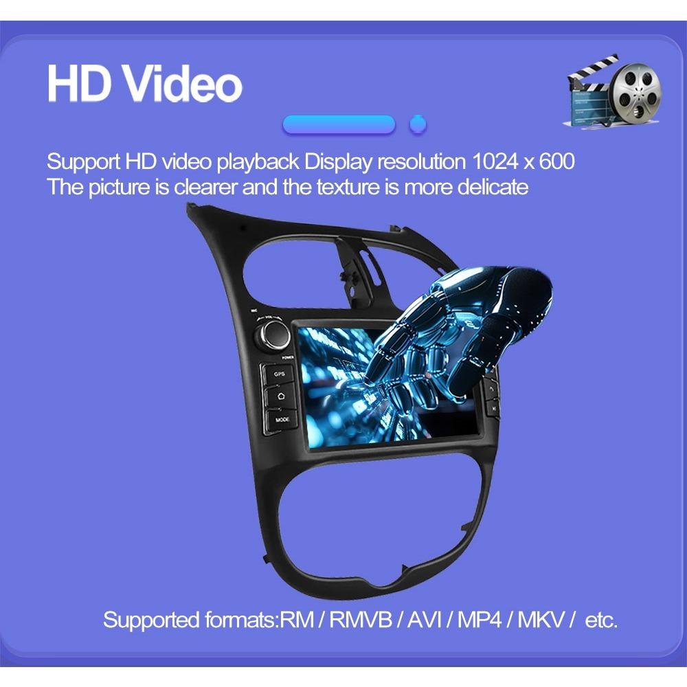 2 DIN autorádio s Androidem pro PEUGEOT 206 206CC 206SW 2000-2008 Auto Multimedia Player WIFI GPS Autoradio Carplay Navi 2+64GB