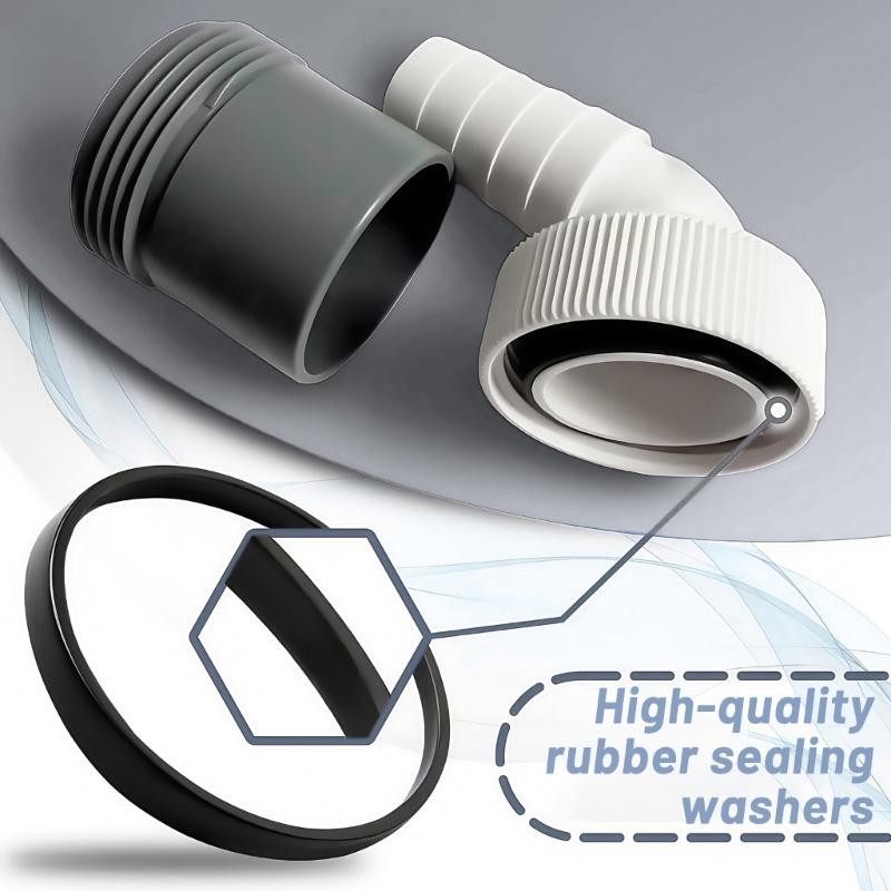 Washing Machine Drain Connector Plastic Construction with Corrosion Resistant Hose Clamp for Dishwasher Dryer Sink