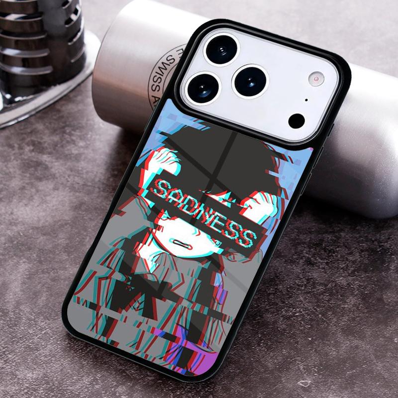 

Vaporwave Aesthetic Sad Anime Phone Case For iPhone 17,16e,15,14,13,12,11,Mini,Pro,MAX soft Silicone Cover iPhone 14