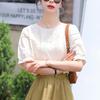 Korean Lace Crochet Cotton Blouse - Summer 2025, Loose Fit, Seven-Sleeve
