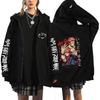 Men's And Women's Anime Zipper Jacket Hooded Autumn Streetwear Harajuku Unisex Clothing Classic Simple Jujutsu Kaisen Oversized
