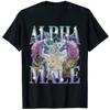 Alpha Mannelijke Eenhoorn Kat Ironisch Vintage T-shirt Retro Stijl Vintage Uitspraak Tee Korte Mouw Sarcastische Grappige Uitspraak Tee Rap Y2k Top