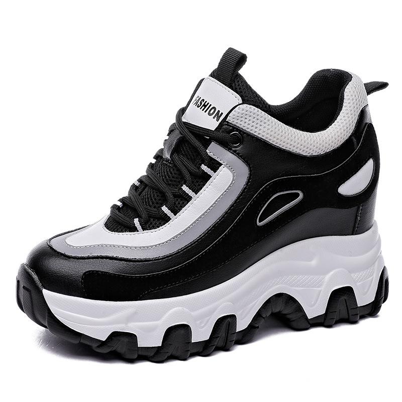 Spring, Autumn and Winter Women's Shoes New Slope Heel Thick-soled Muffin Dad Shoes Small Inner Height Increase Casual Sports Shoes