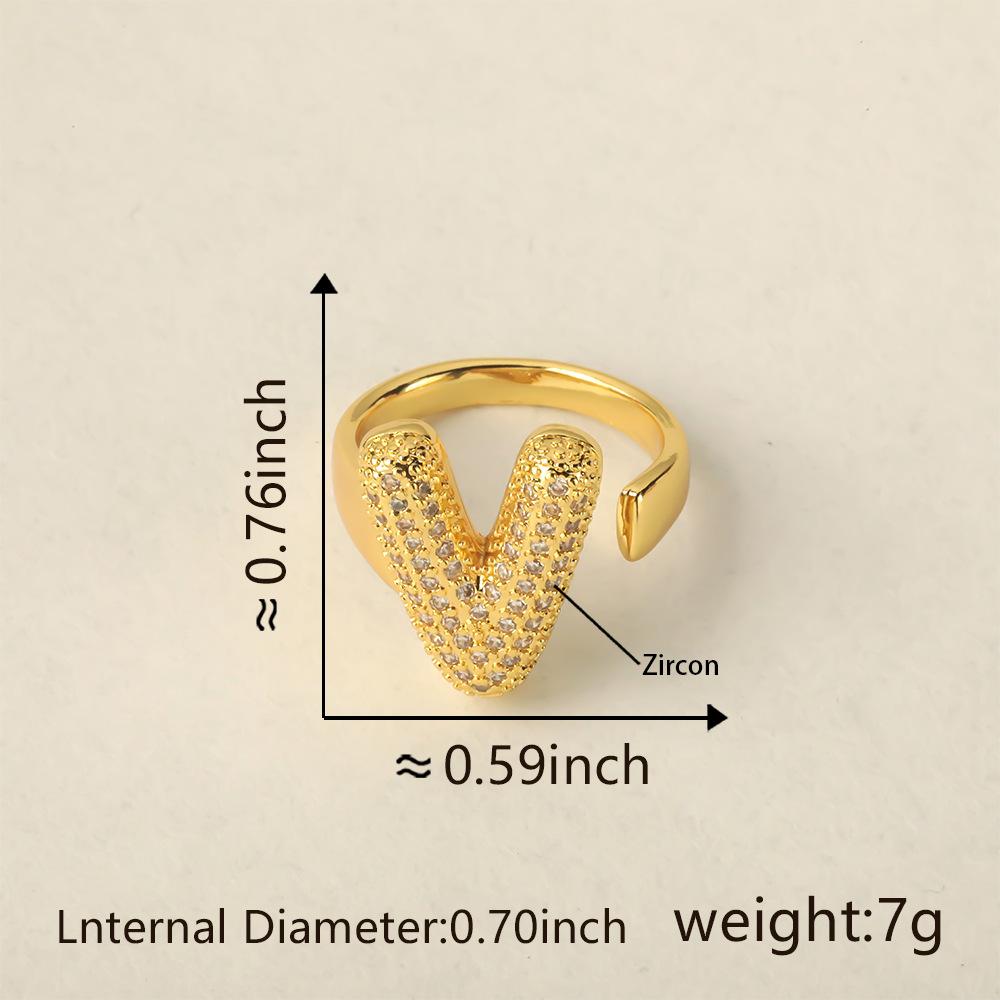 26 Letter Open-Ended Zircon Ring INS Minimalist Series Gift For Friends