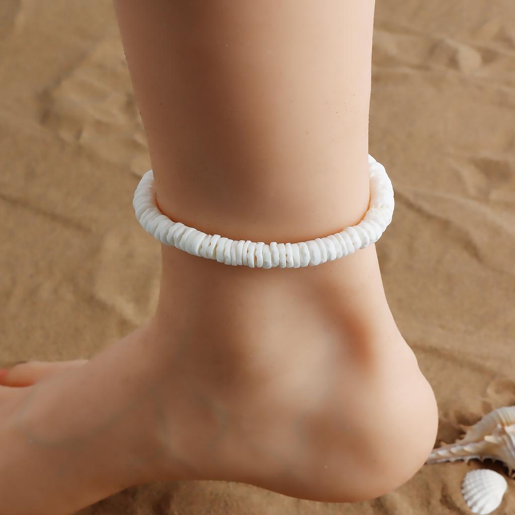 Puka Shell Anklet Handmade Natural Shredded Shell Hawaiian Beach Anklet Irregular Shell Feet Women