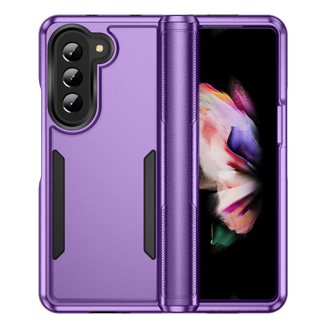 

For Samsung Galaxy Z Fold5 5G Case PC+TPU Military Grade Drop Protective Phone Cover Purple/Black