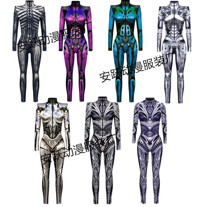 Tuta Cosplay Armatura di Halloween - Stampa Digitale, Vestibilità Aderente, Manica Lunga, Costume Comodo
