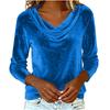 Women's Color Gold Velvet Fashionable Long Sleeved T-shirt Pullover Top
