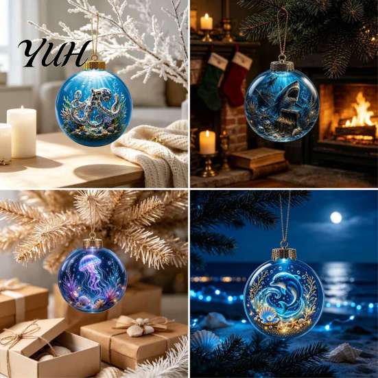 Einzigartige Meeresleben Weihnachtsgeschenke Ozean Kugel Ornament, Klares Acryl Leuchtend Kreative Baum Akzente Hängende Dekoration für Weihnachtsbaum, Feiertag