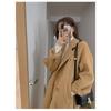 Damen Doppelreihiger Langer Wollmischung Trenchcoat Reverskragen Locker Warm Winter Oberbekleidung Übermantel