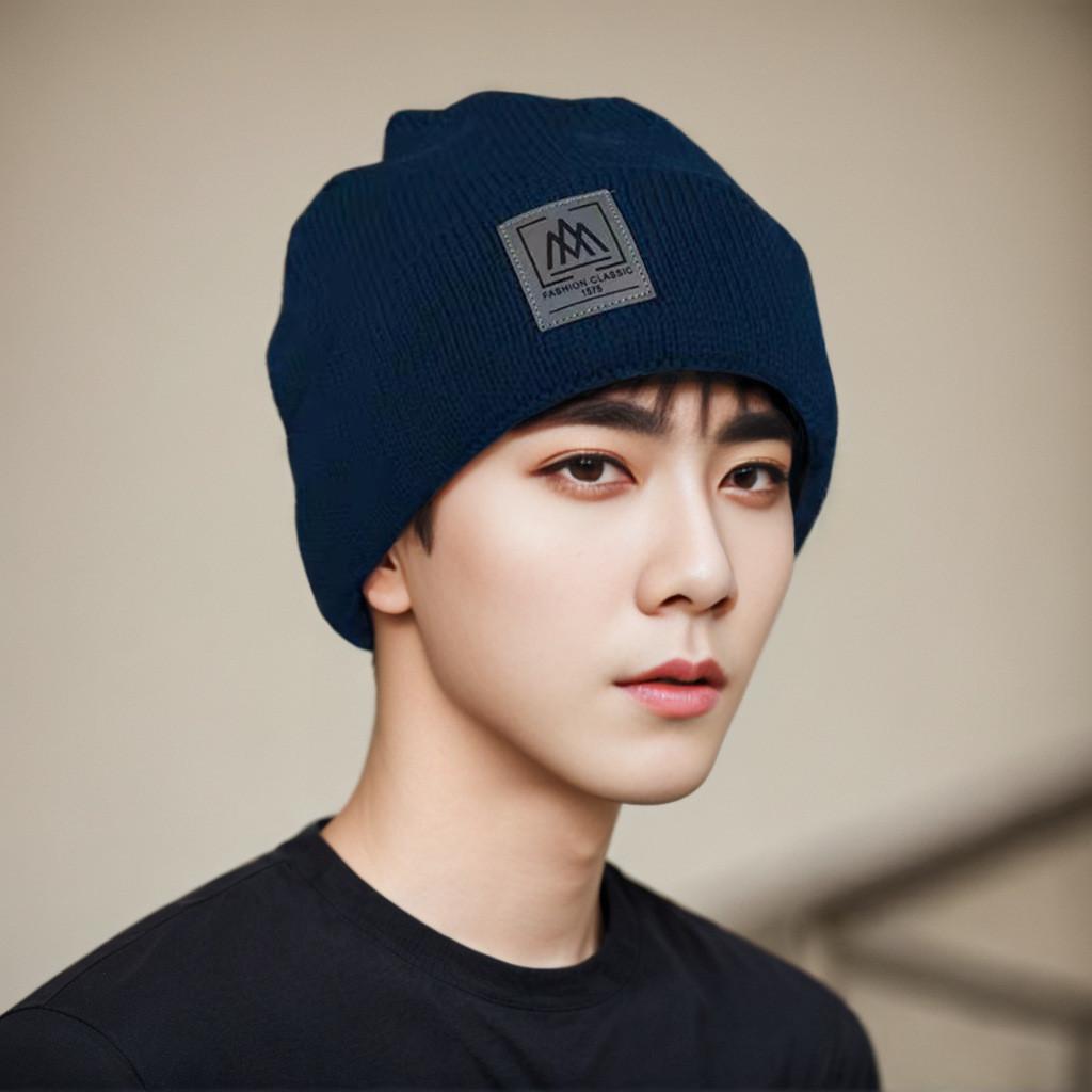 Knit Beanie Hat With Letter Embroidery For Winter Warmth And Casual Style