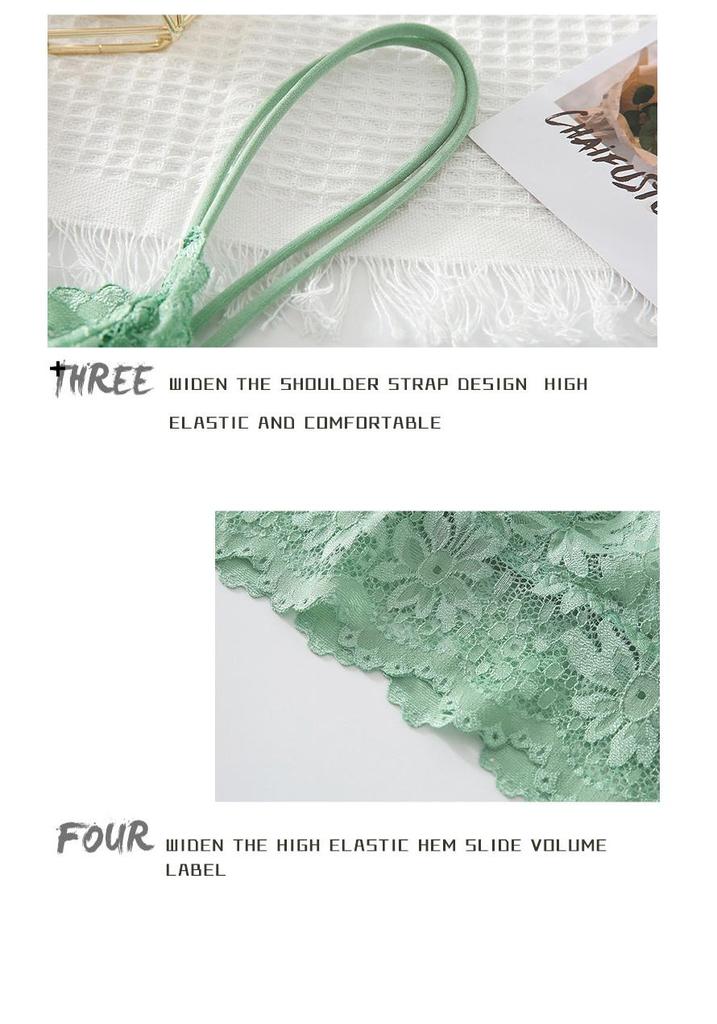 Plus Size Floral Lace Backless Strapless Sports Bra Camisole for Women - Anti-exposure Vest